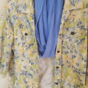 Pastel floral denim jacket